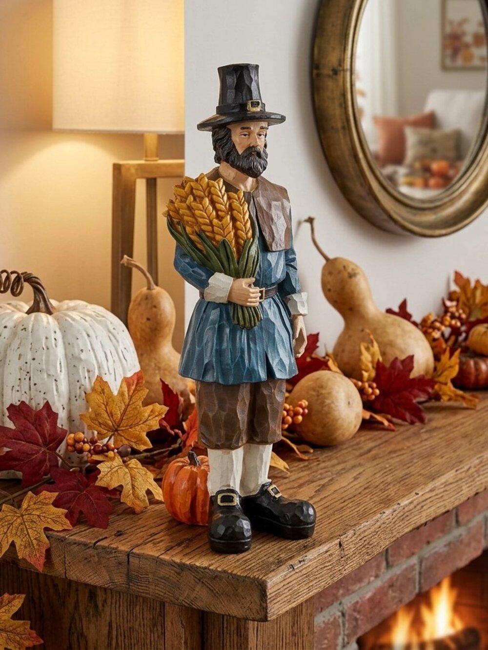 Thanksgiving Male Pilgrim Figurine Table Decoration Fall Autumn Holiday Decor